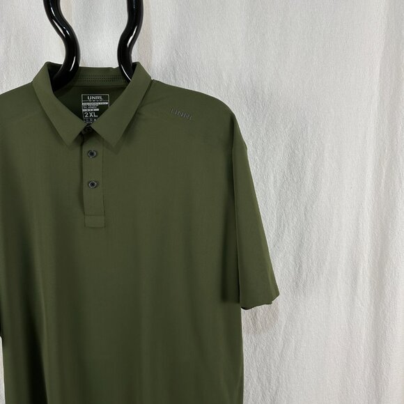 UNRL Shirt Men's XXL 2XL Olive Green Performance Pique Short Sleeve Golf Polo - Picture 3 of 8